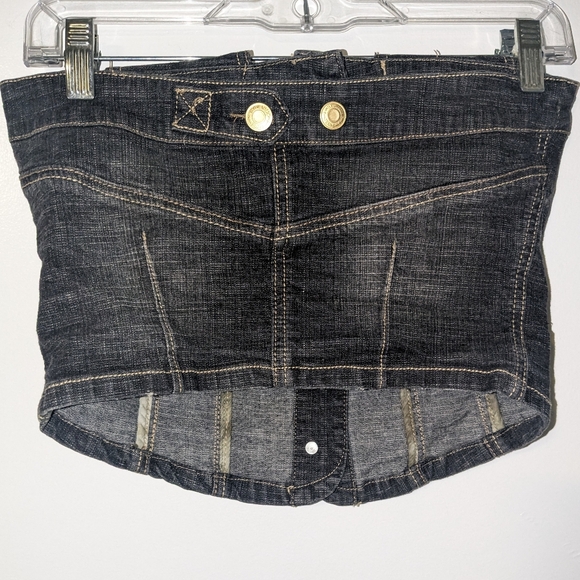 Y2K Vintage Hydraulic Denim Bustier Corset Top - Picture 2 of 4